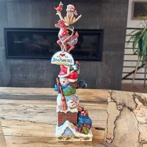 Jim Shore Heartwood Creek "Piled High w/ Holiday Spirit" Stacked Figure 4034388